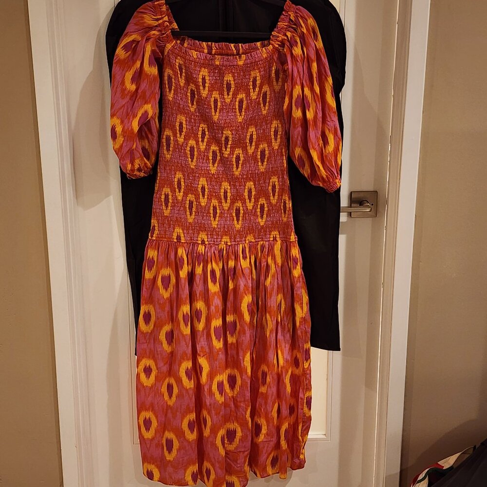 Excellent!!| US SZ 2| ZARA: Pink Orange Yellowish Off-shoulder Whimsical Dress